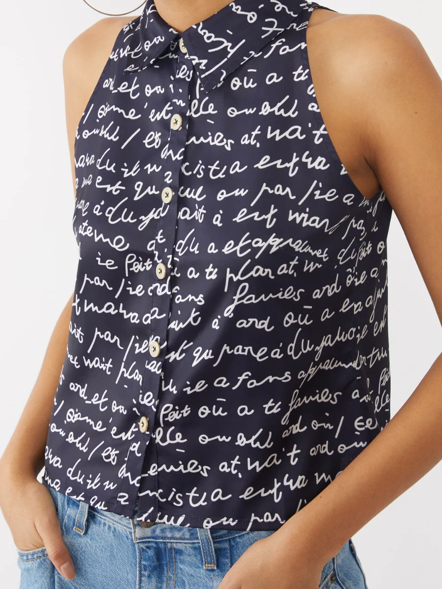 Navy Blue Printed Shirt - Image 4