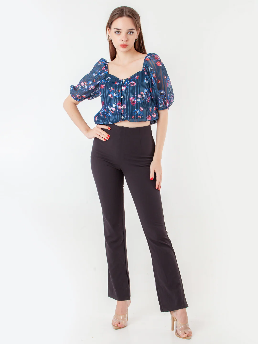Navy Blue Printed Straight Top - Image 5