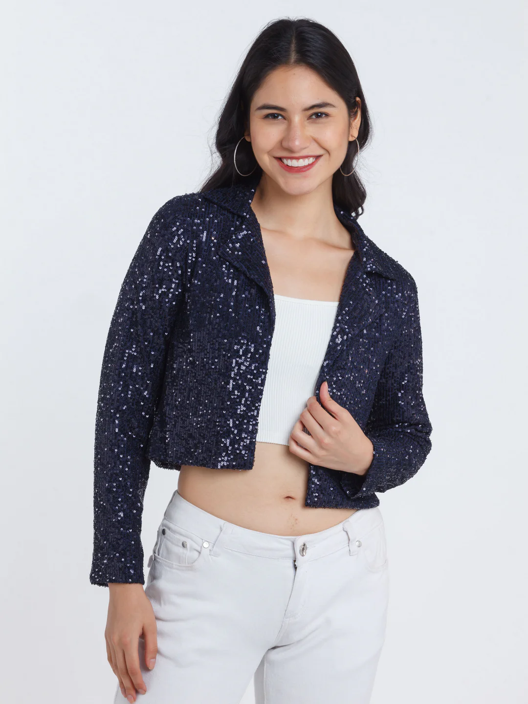 Navy Blue Solid Blazer - Image 2