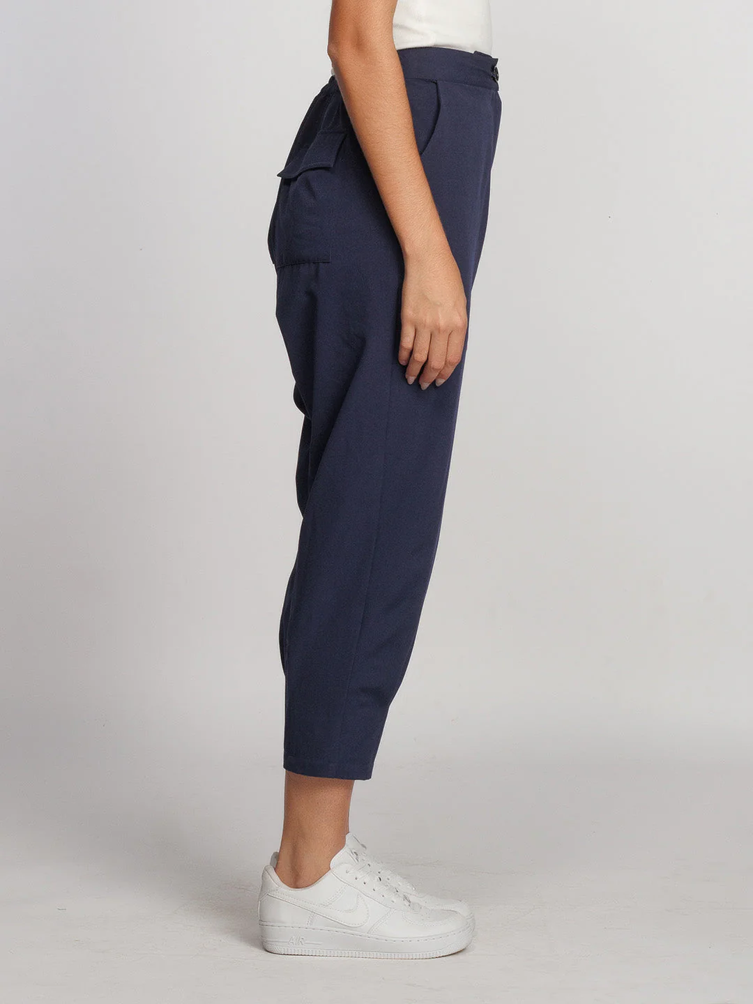 Navy Blue Solid Cigarette Pant - Image 3