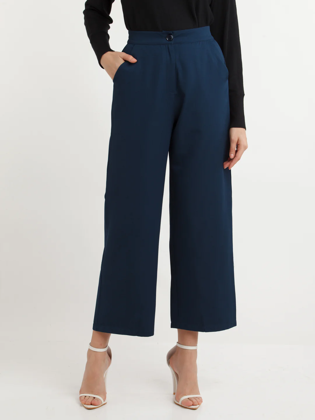 Navy Blue Solid Pants - Image 2