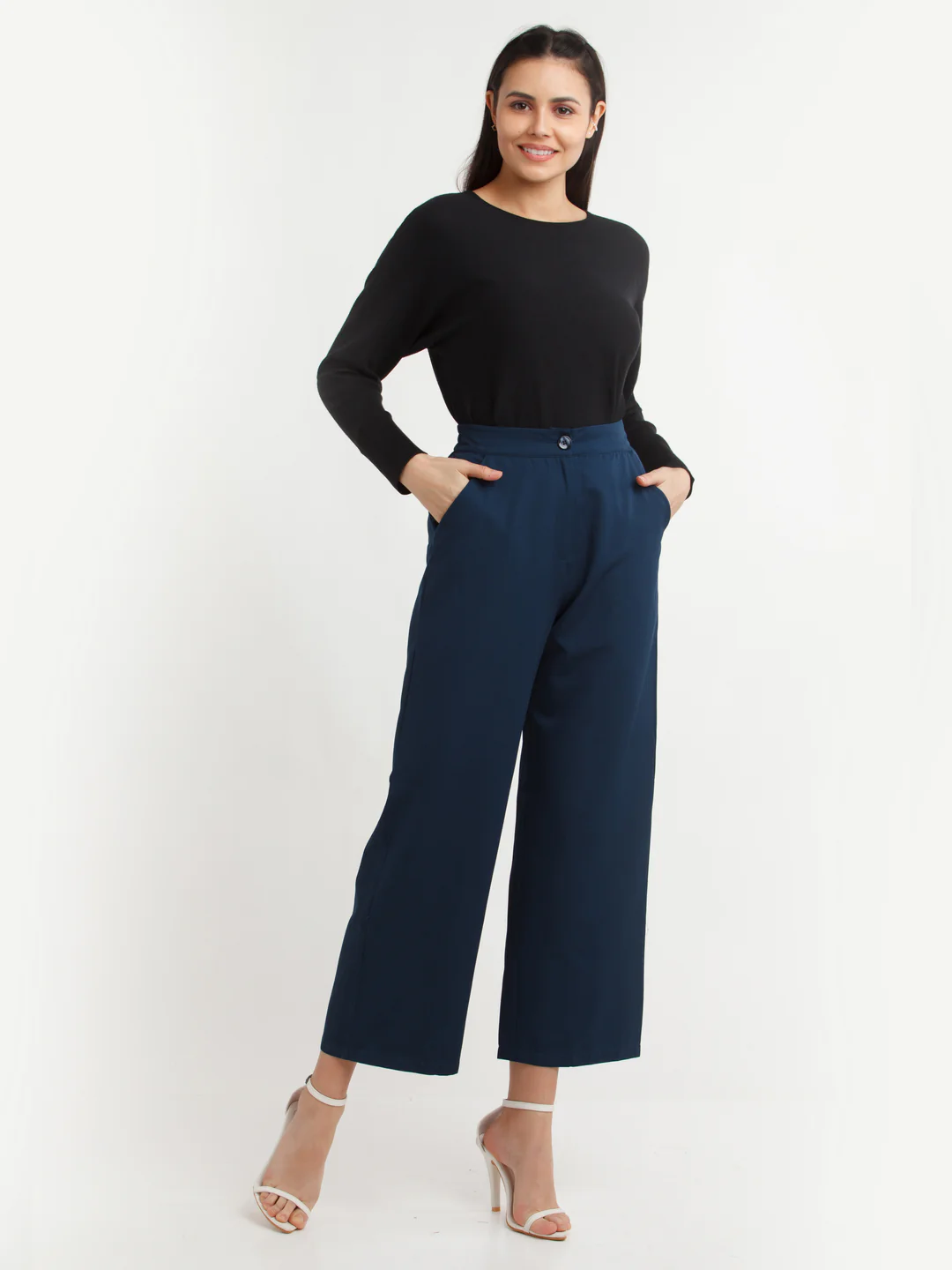 Navy Blue Solid Pants - Image 5