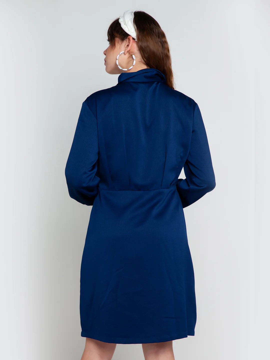Navy Blue Solid Pleated Tunic - Image 4