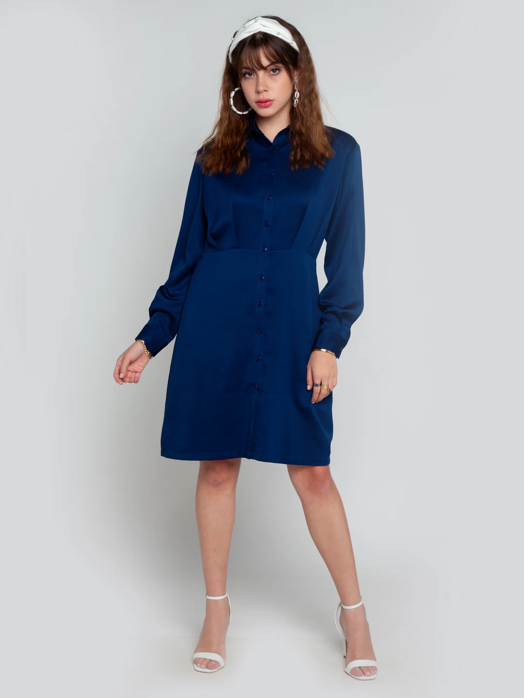 Navy Blue Solid Pleated Tunic - Image 5