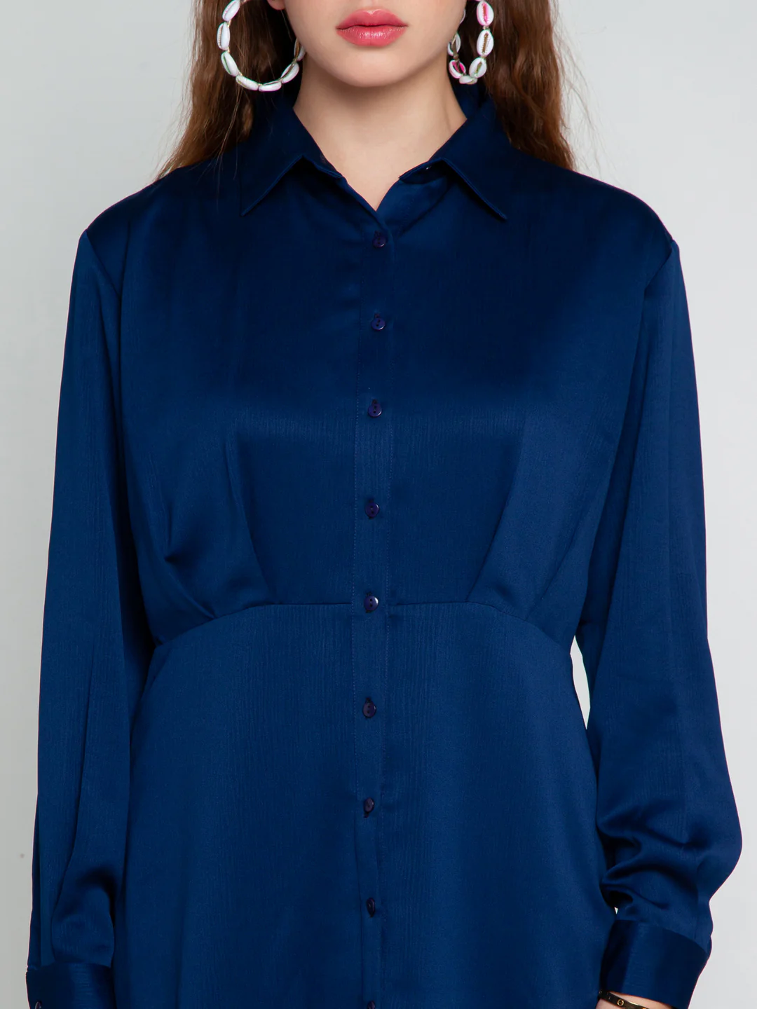 Navy Blue Solid Pleated Tunic - Image 6