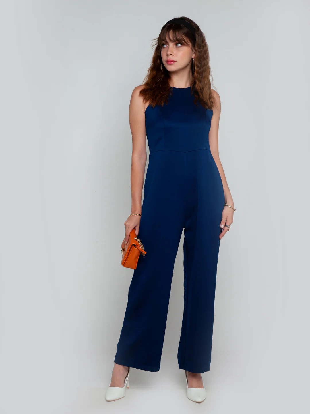 Navy Blue Solid Straight Jumpsuit - Image 6
