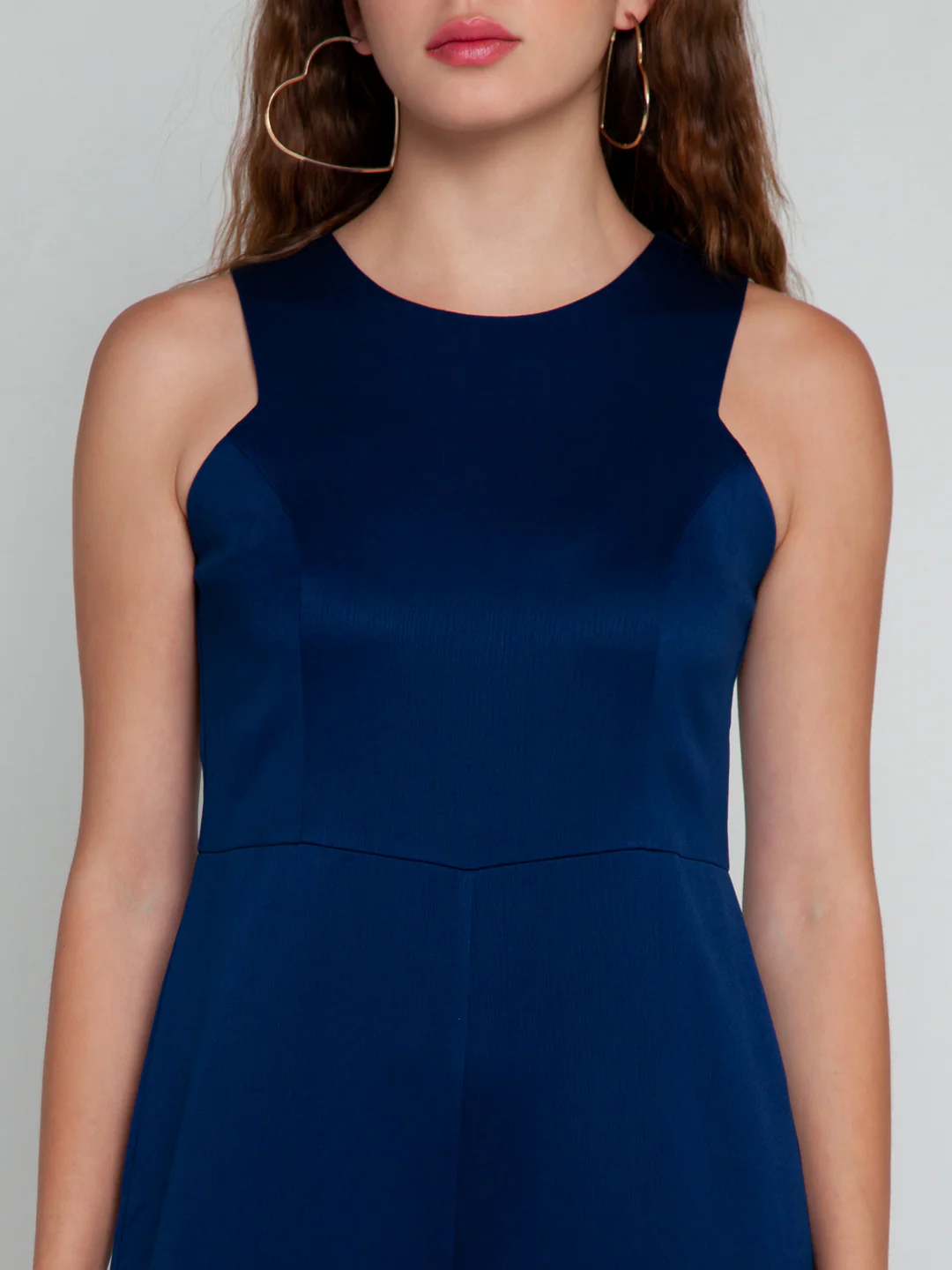 Navy Blue Solid Straight Jumpsuit - Image 7