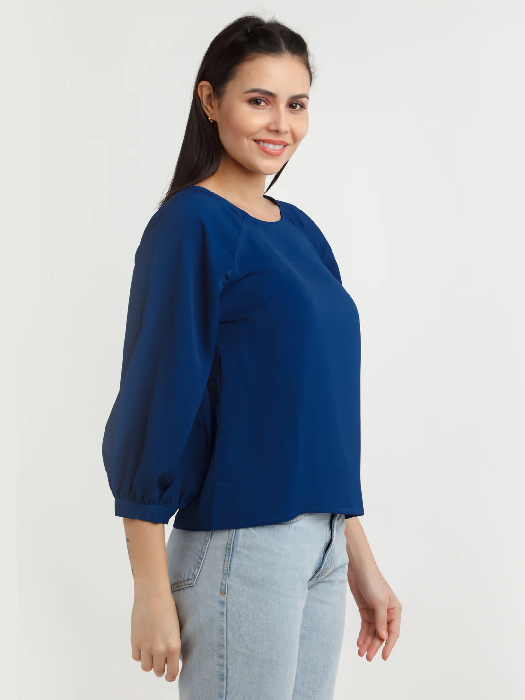 Navy Blue Solid Top - Image 3