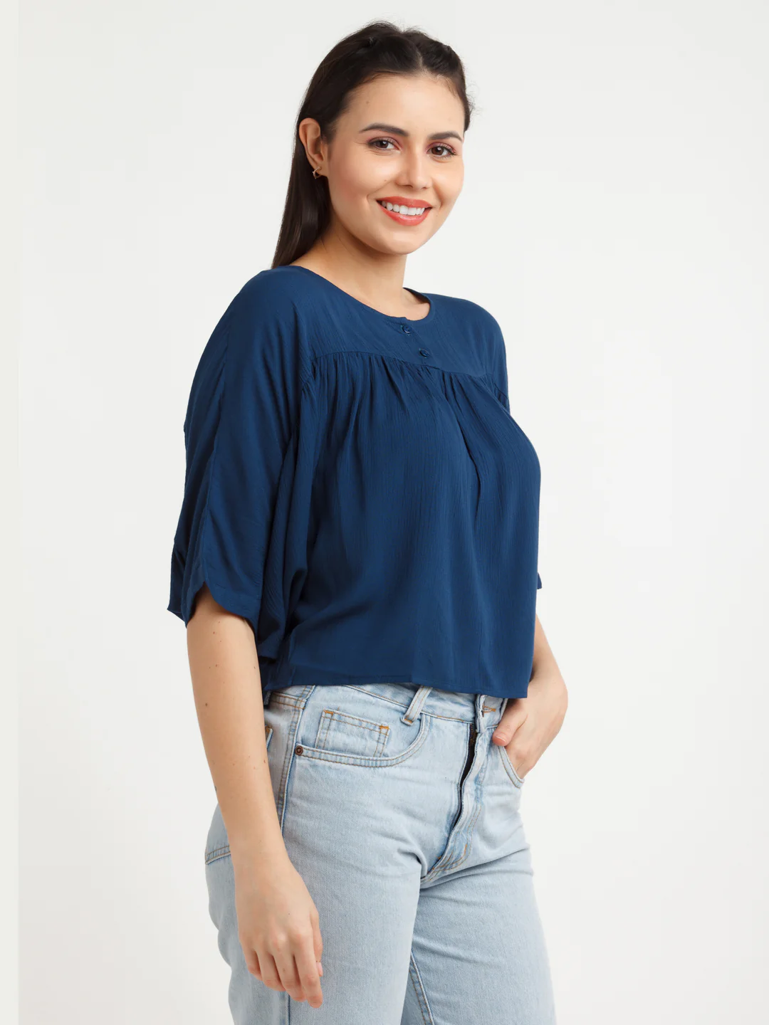 Navy Blue Solid Top - Image 3