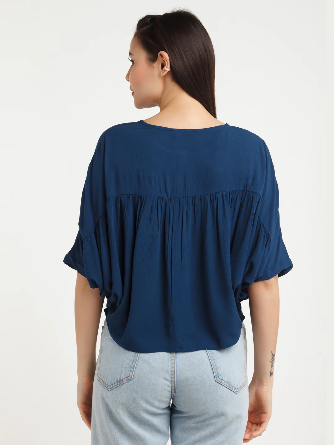 Navy Blue Solid Top - Image 4