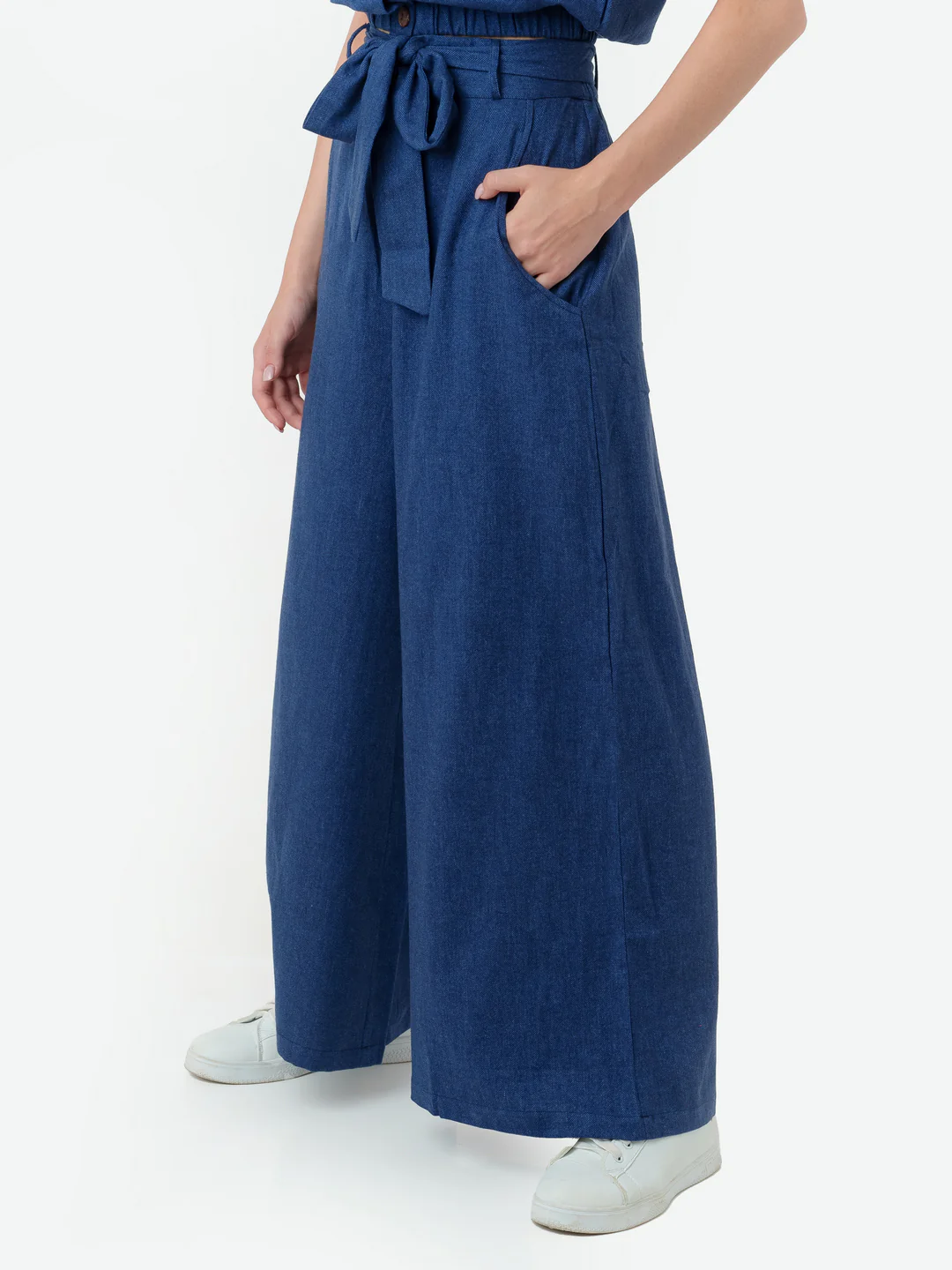 Navy Solid Parallel Trouser - Image 3