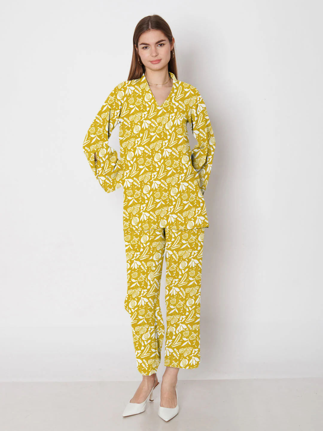 Ochre Yellow Printed Co-Ord Set