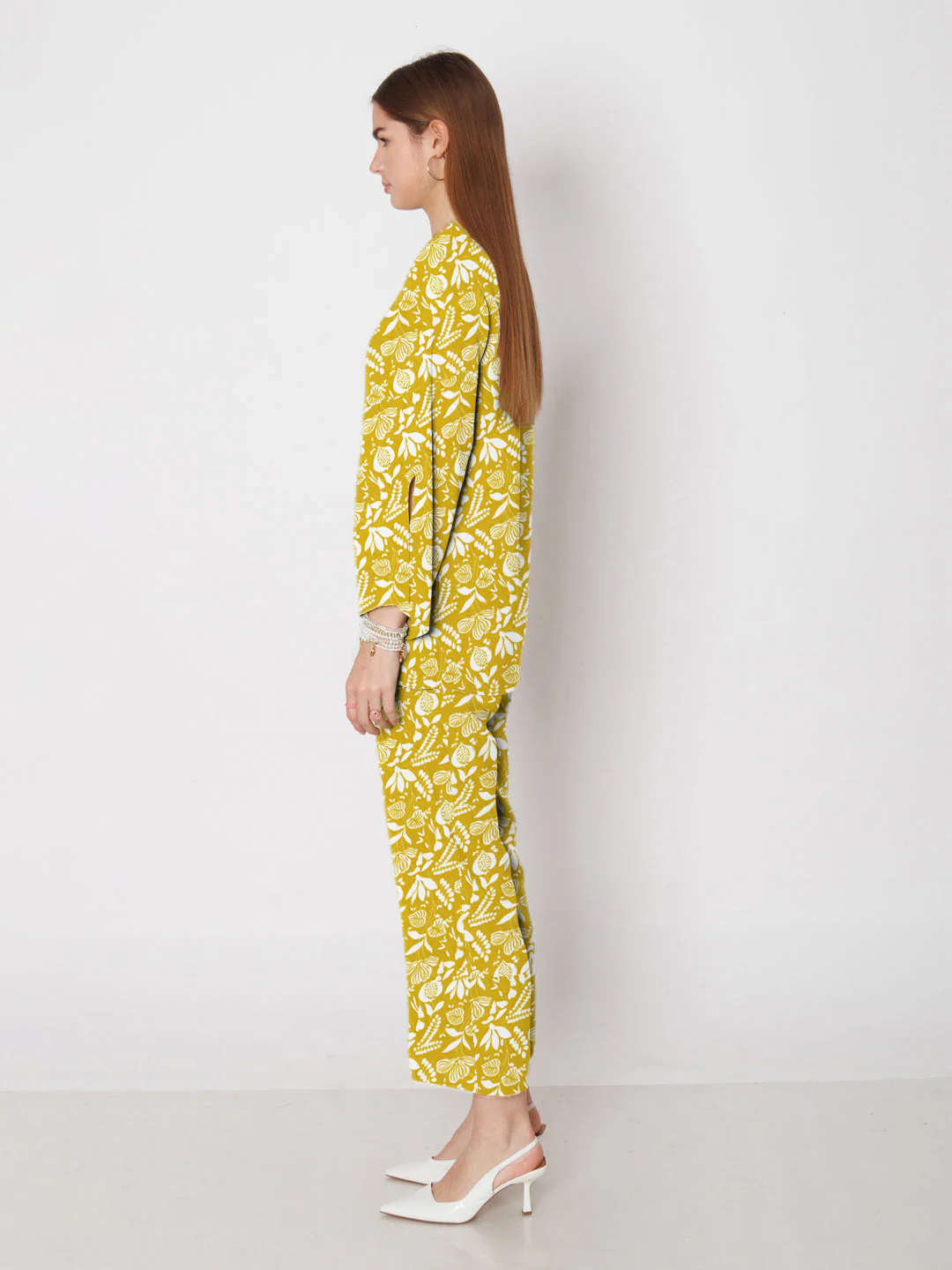 Ochre Yellow Printed Co-Ord Set - Image 3
