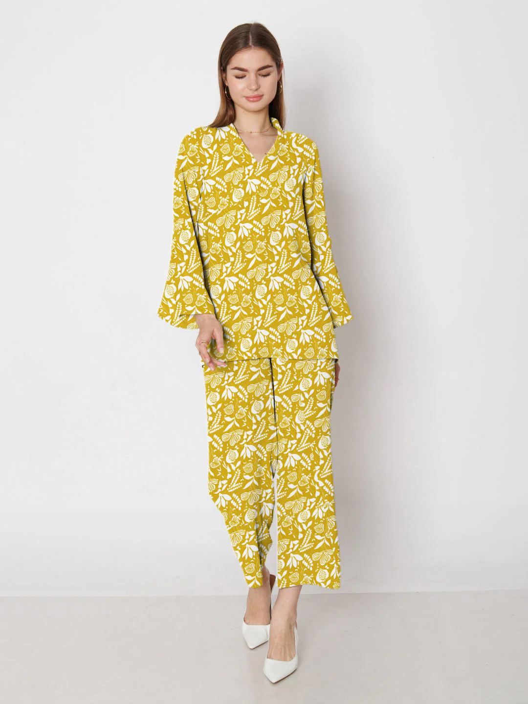 Ochre Yellow Printed Co-Ord Set - Image 5