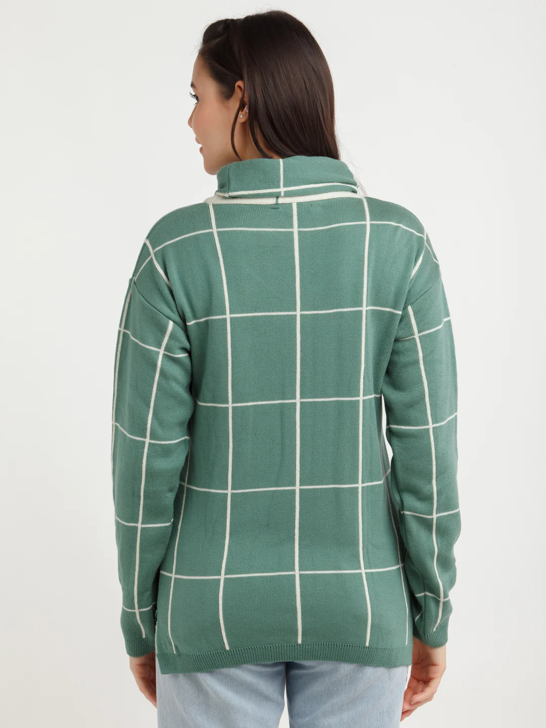 Off White Checked Sweater - Image 4