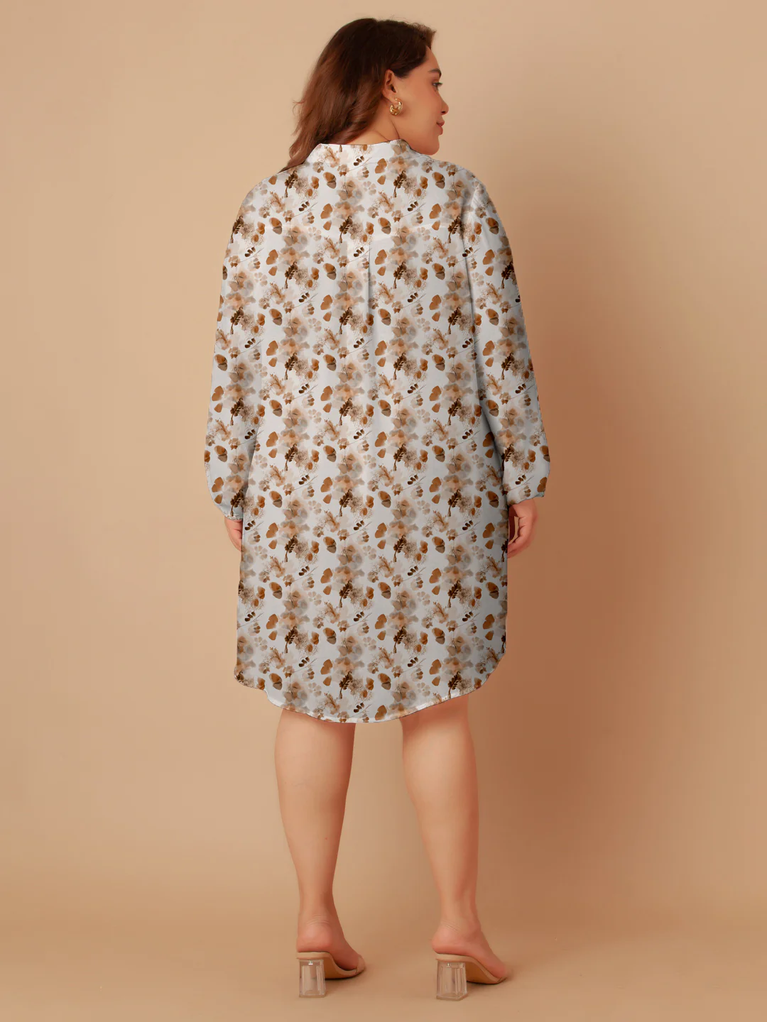 Off White Floral Print Buttoned Long Shirt - Image 7