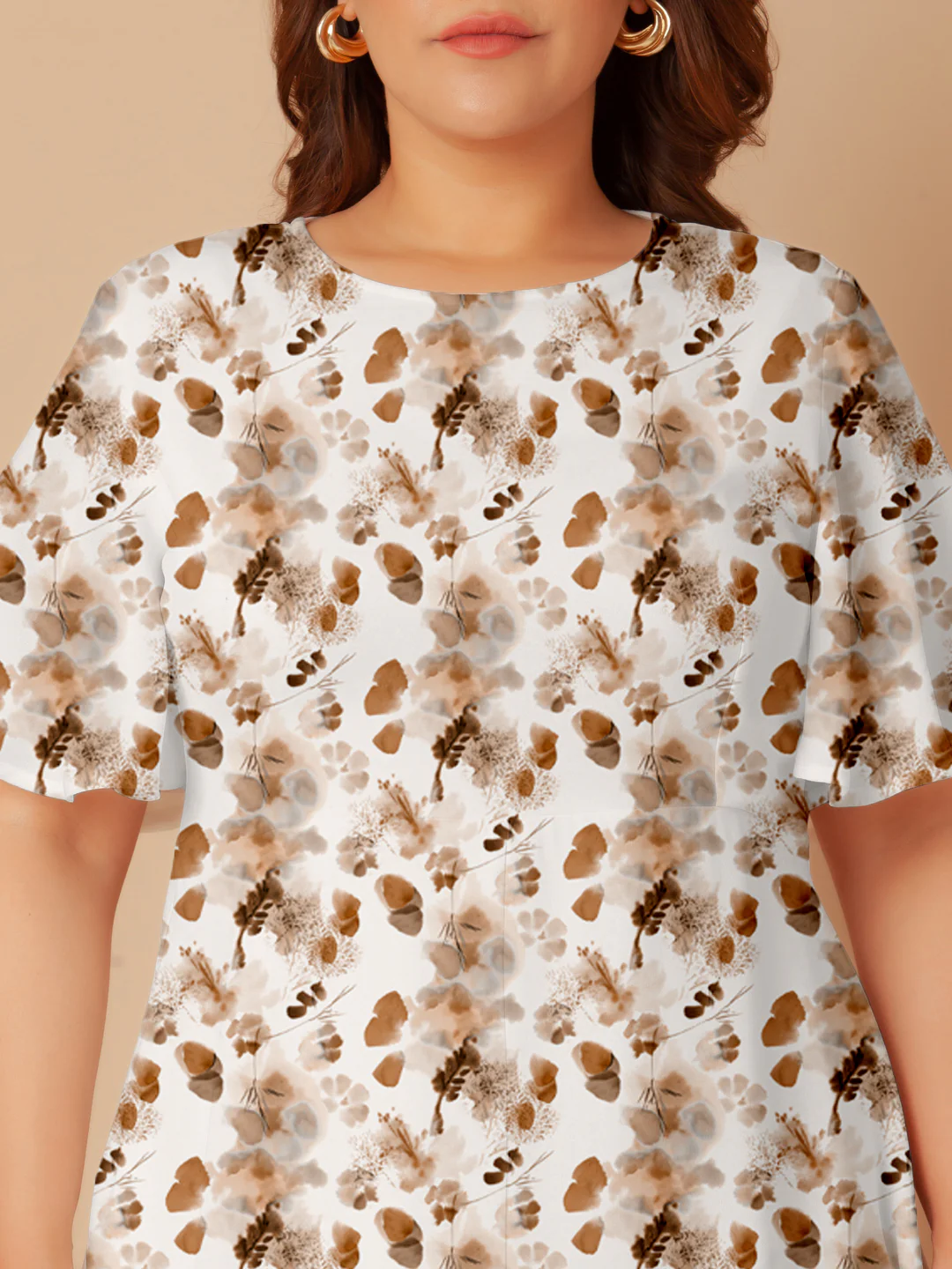 Off White Floral Print Flared Midi Dress - Image 5