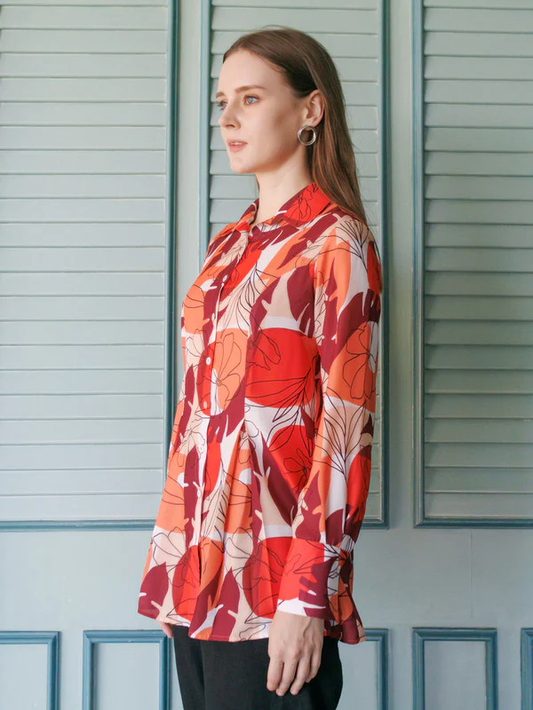 Off-White Floral Print Long Shirt - Image 3