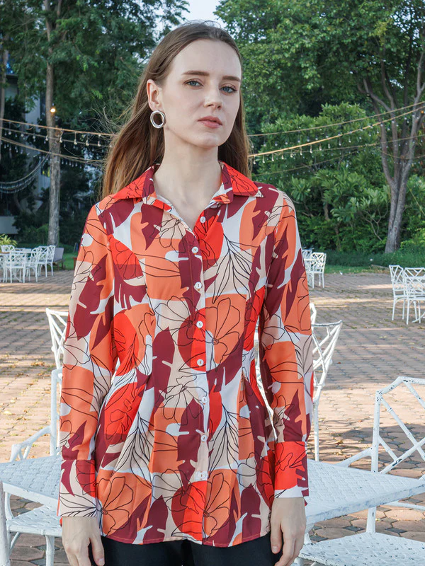 Off-White Floral Print Long Shirt - Image 5