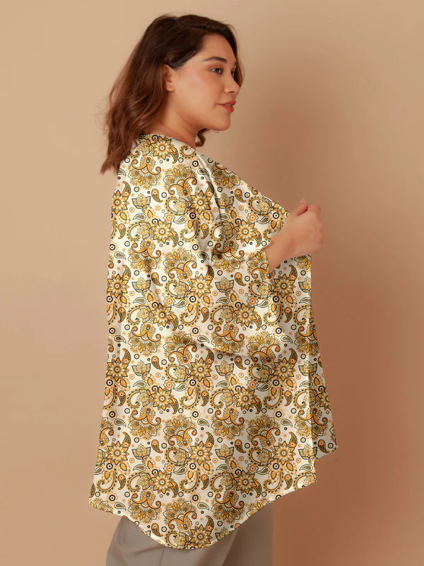 Off White Floral Print Peplum Shrug - Image 4