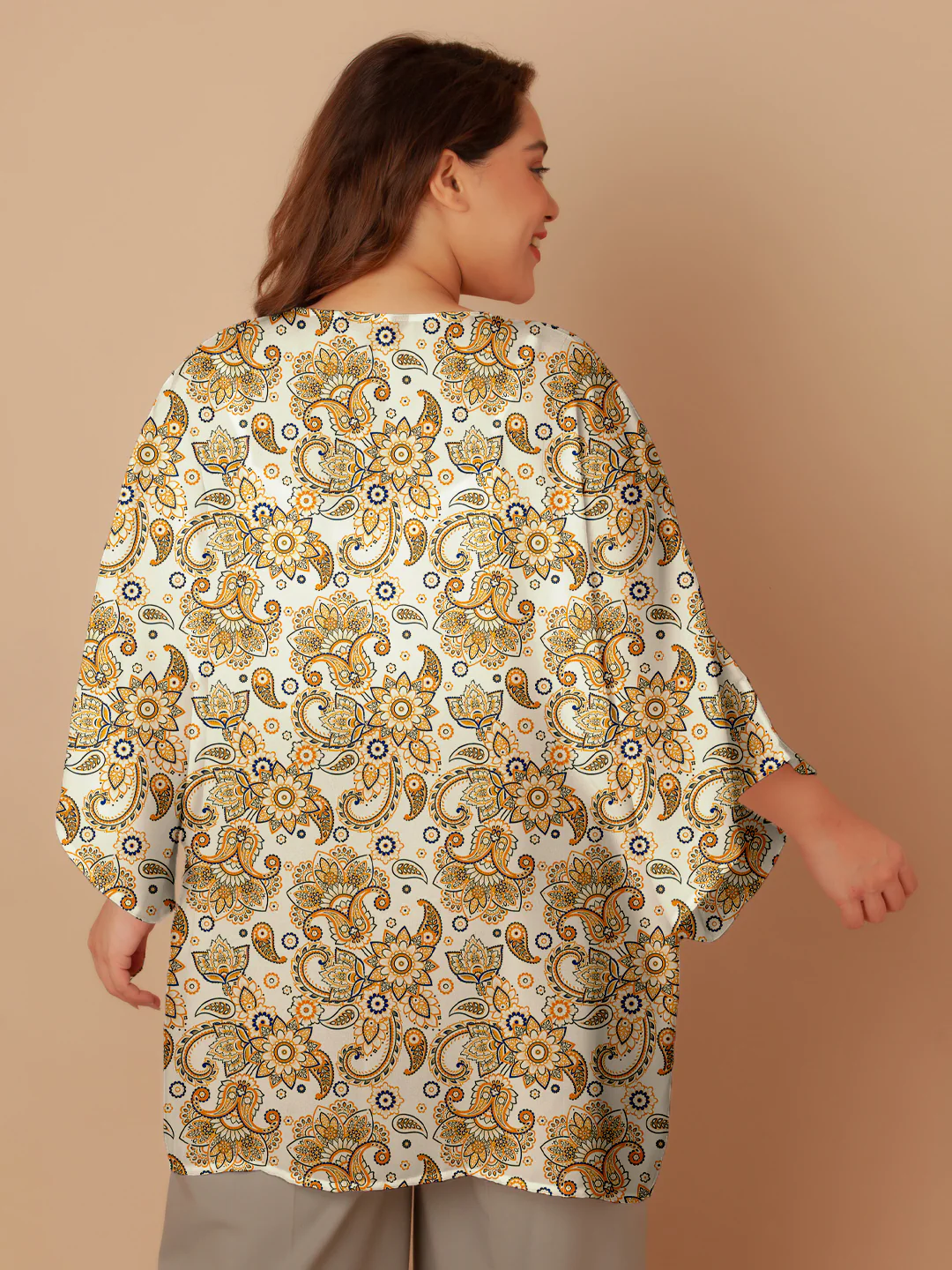 Off White Floral Print Peplum Shrug - Image 5