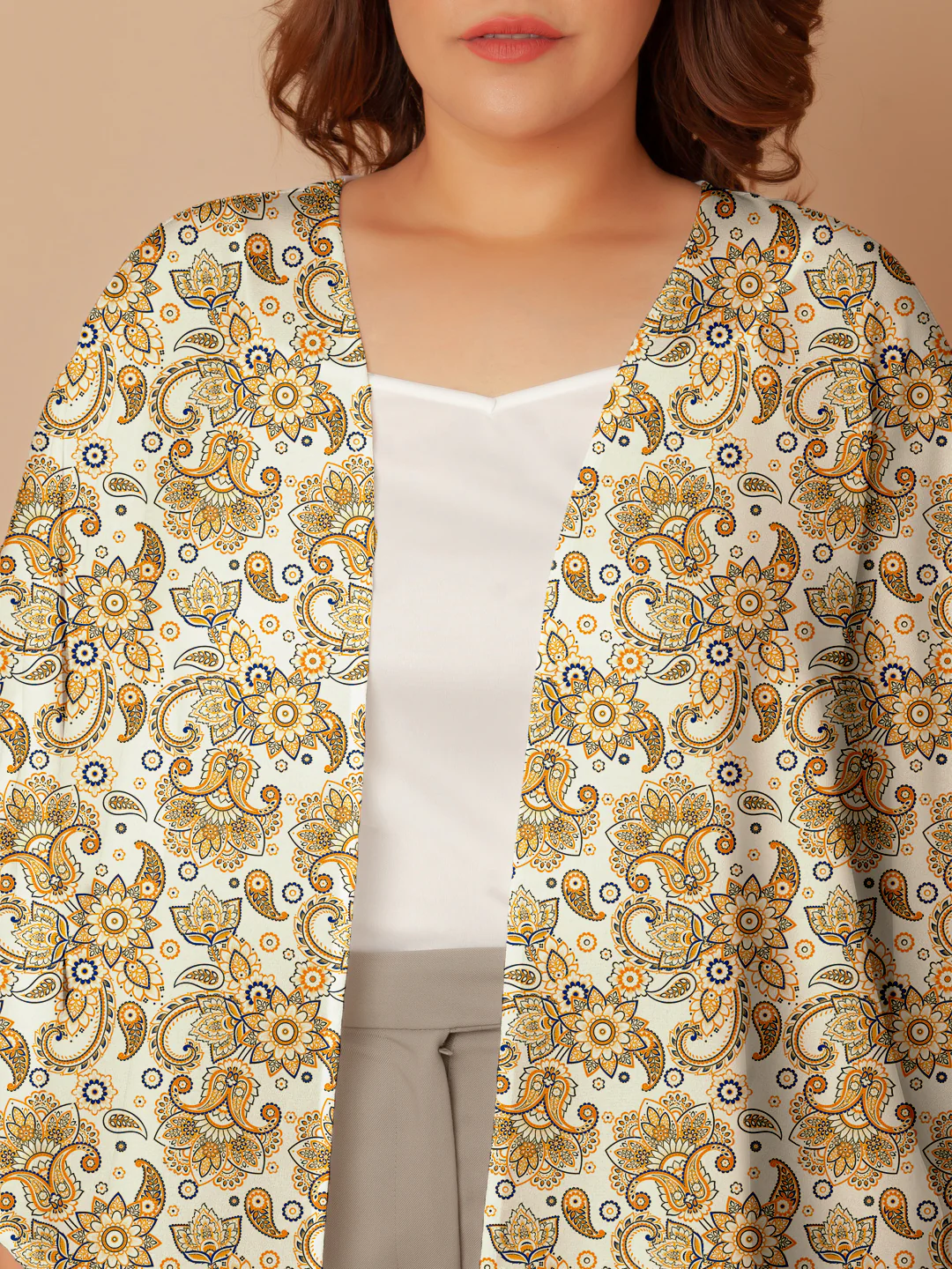 Off White Floral Print Peplum Shrug - Image 6