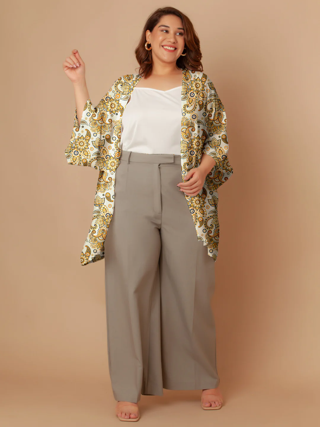 Off White Floral Print Peplum Shrug - Image 7