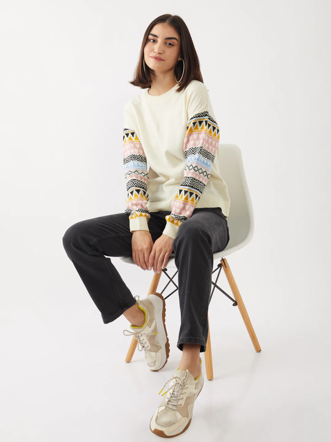 Off White Geometric Print Sweater