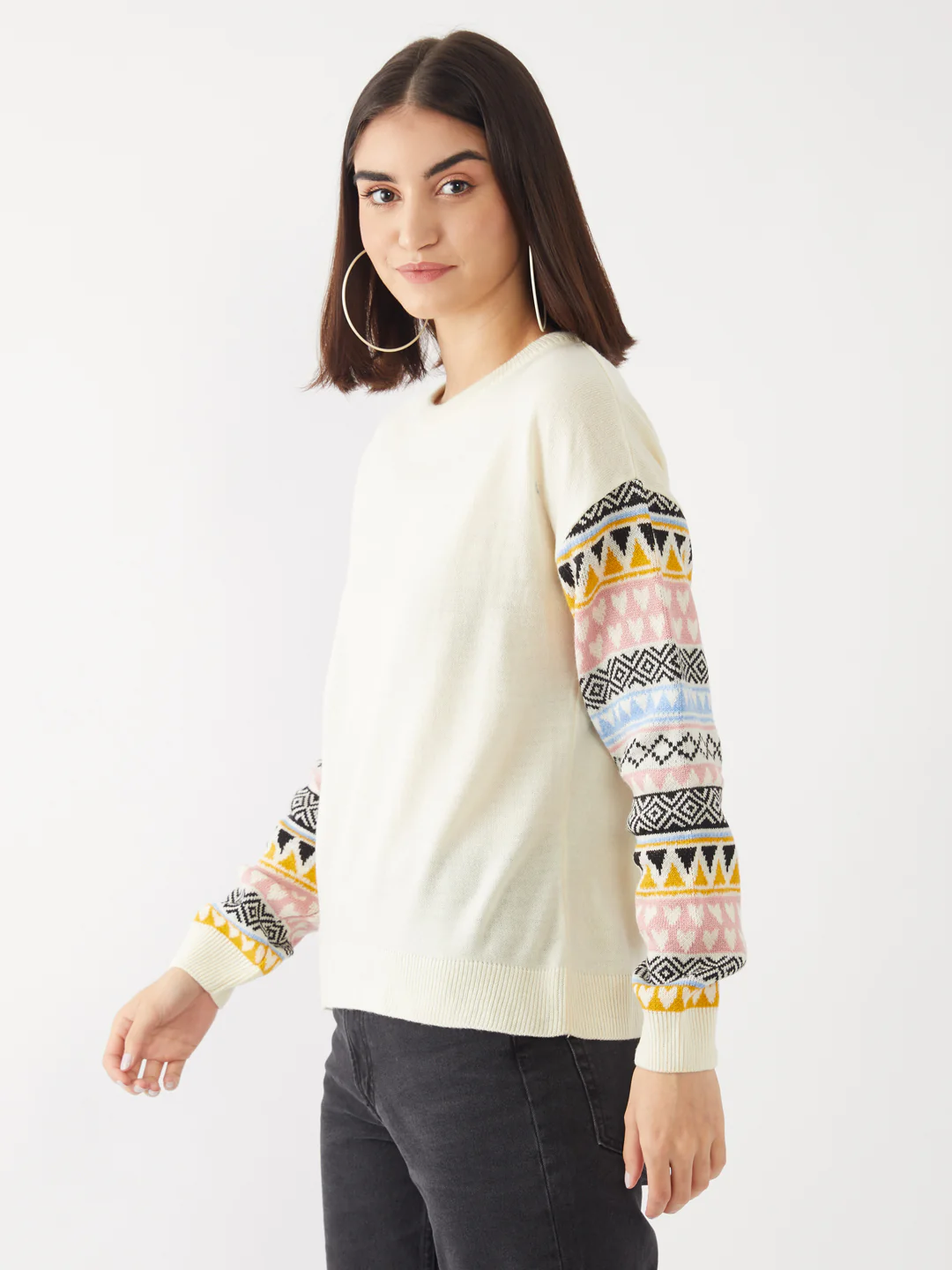 Off White Geometric Print Sweater - Image 3