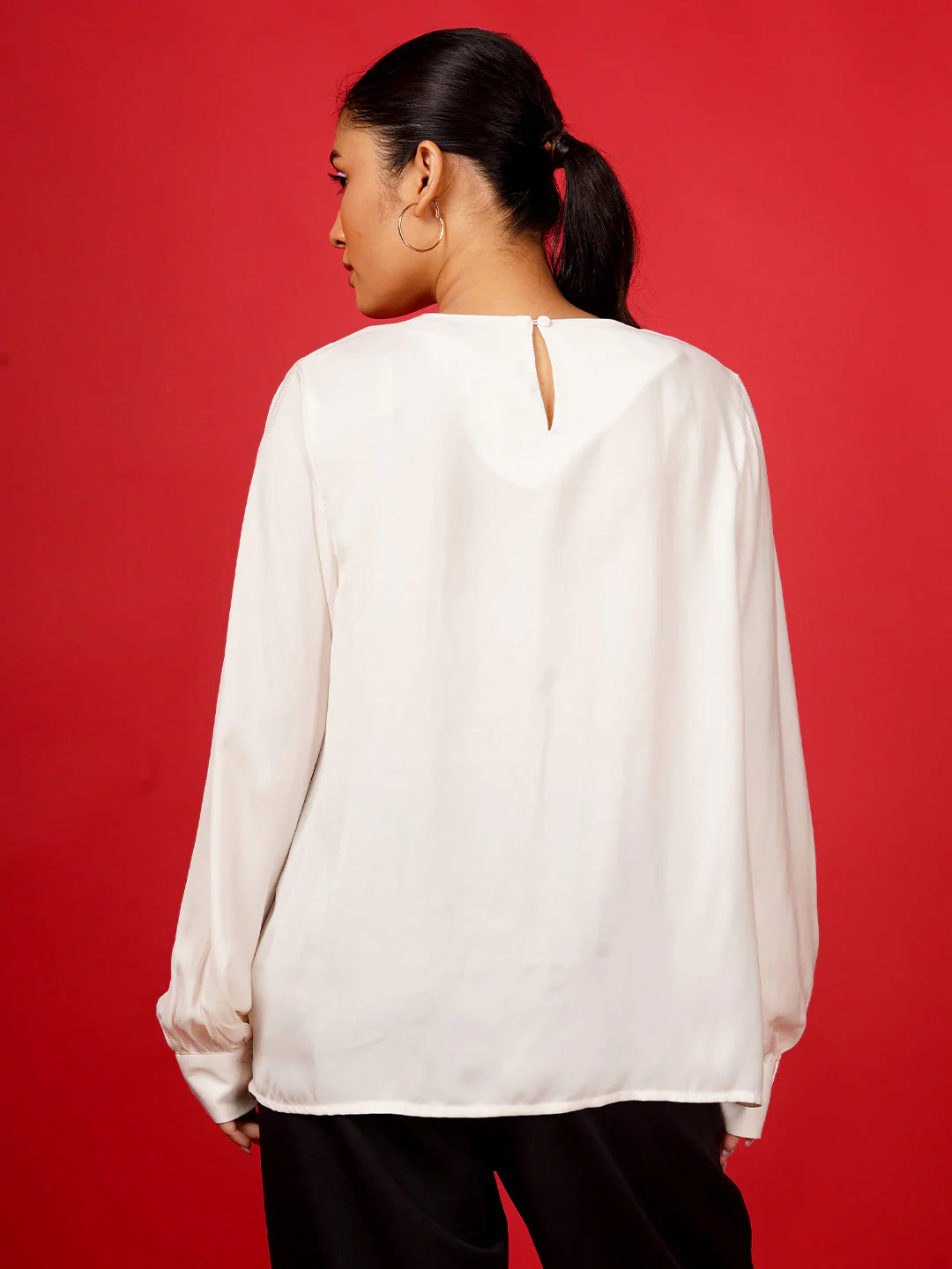 Off White Plain Basic Top - Image 4