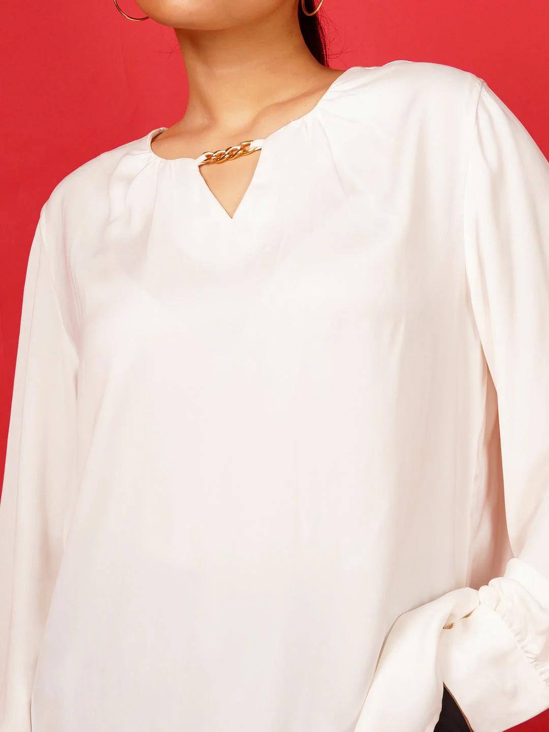 Off White Plain Basic Top - Image 6