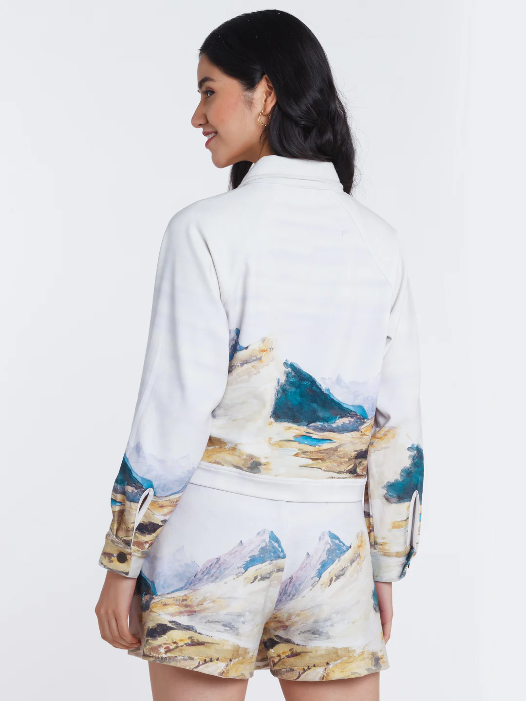 Off White Printed Buttoned Jacket - Image 4