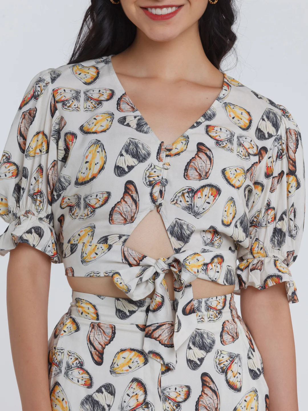 Off White Printed Crop Top - Image 6