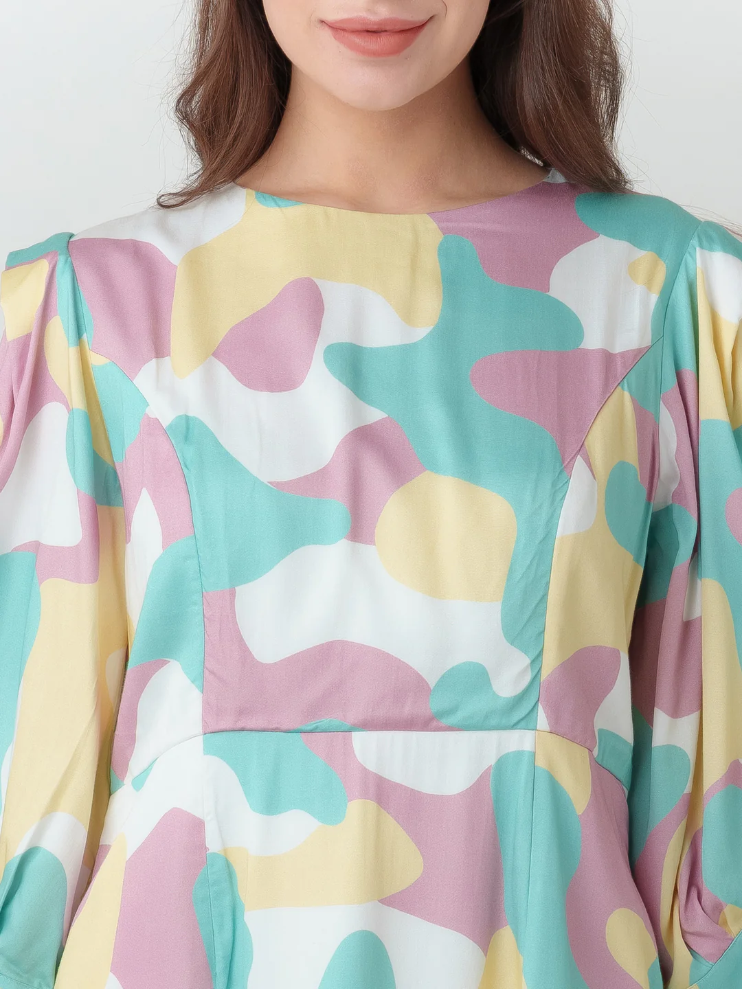 Off White Printed Fitted Short Dress - Image 6