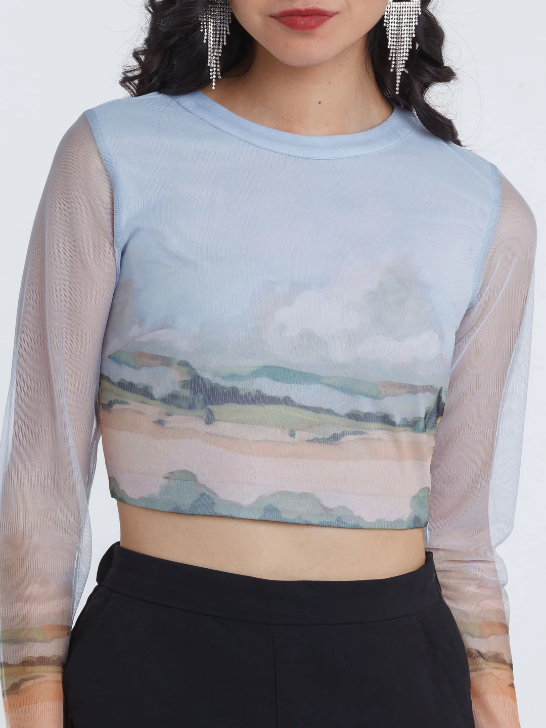 Off White Printed Fitted Top - Image 6
