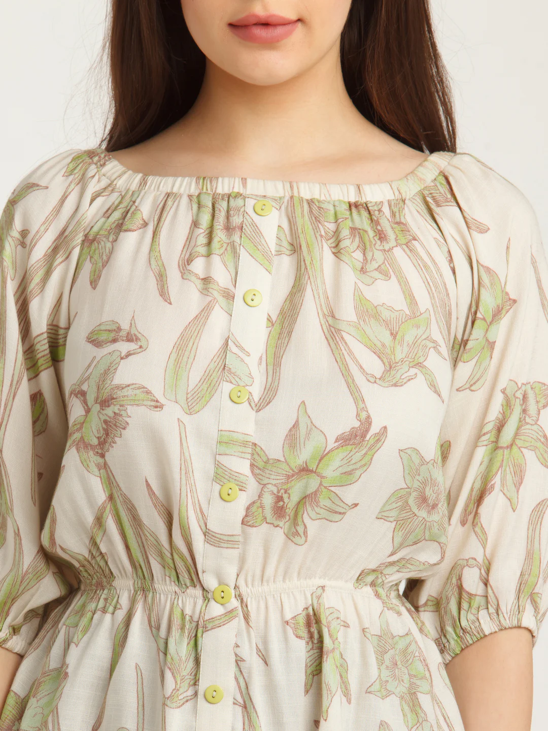 Off White Printed Off-shoulder Top - Image 6