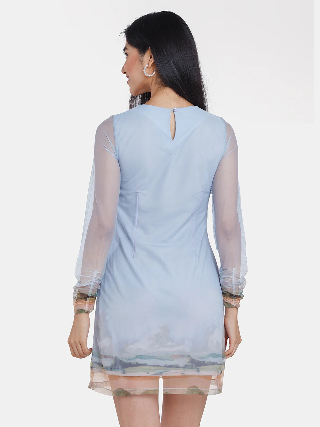 Off White Printed Short Dress - Image 4