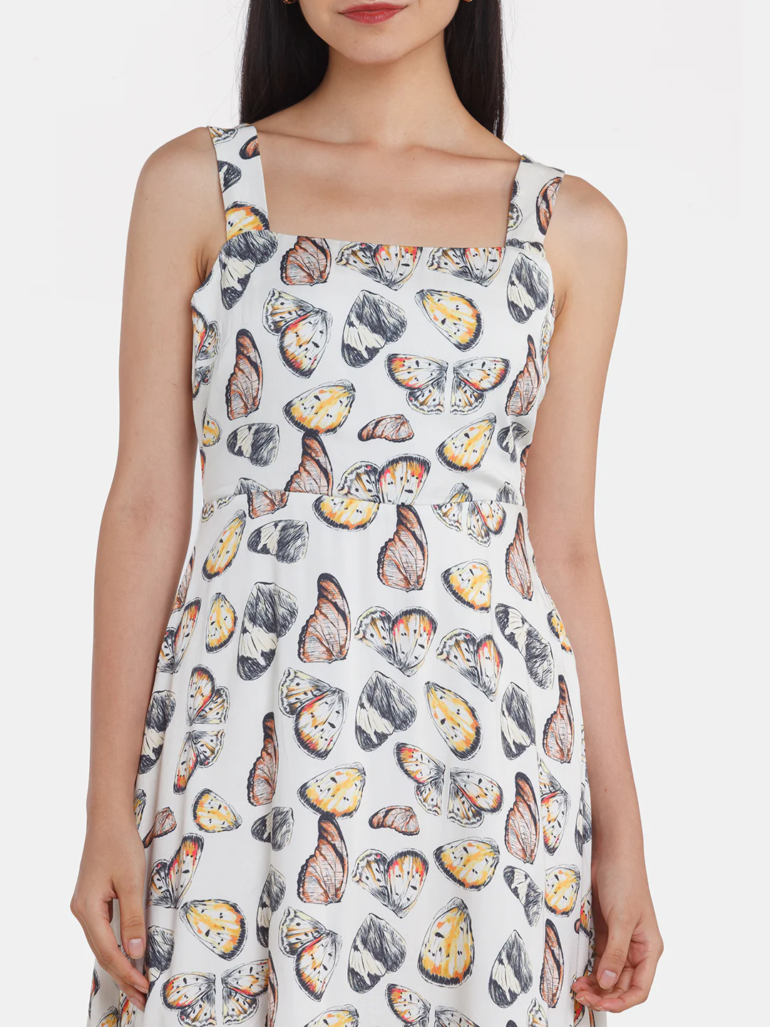 Off White Printed Strappy Midi Dress - Image 6