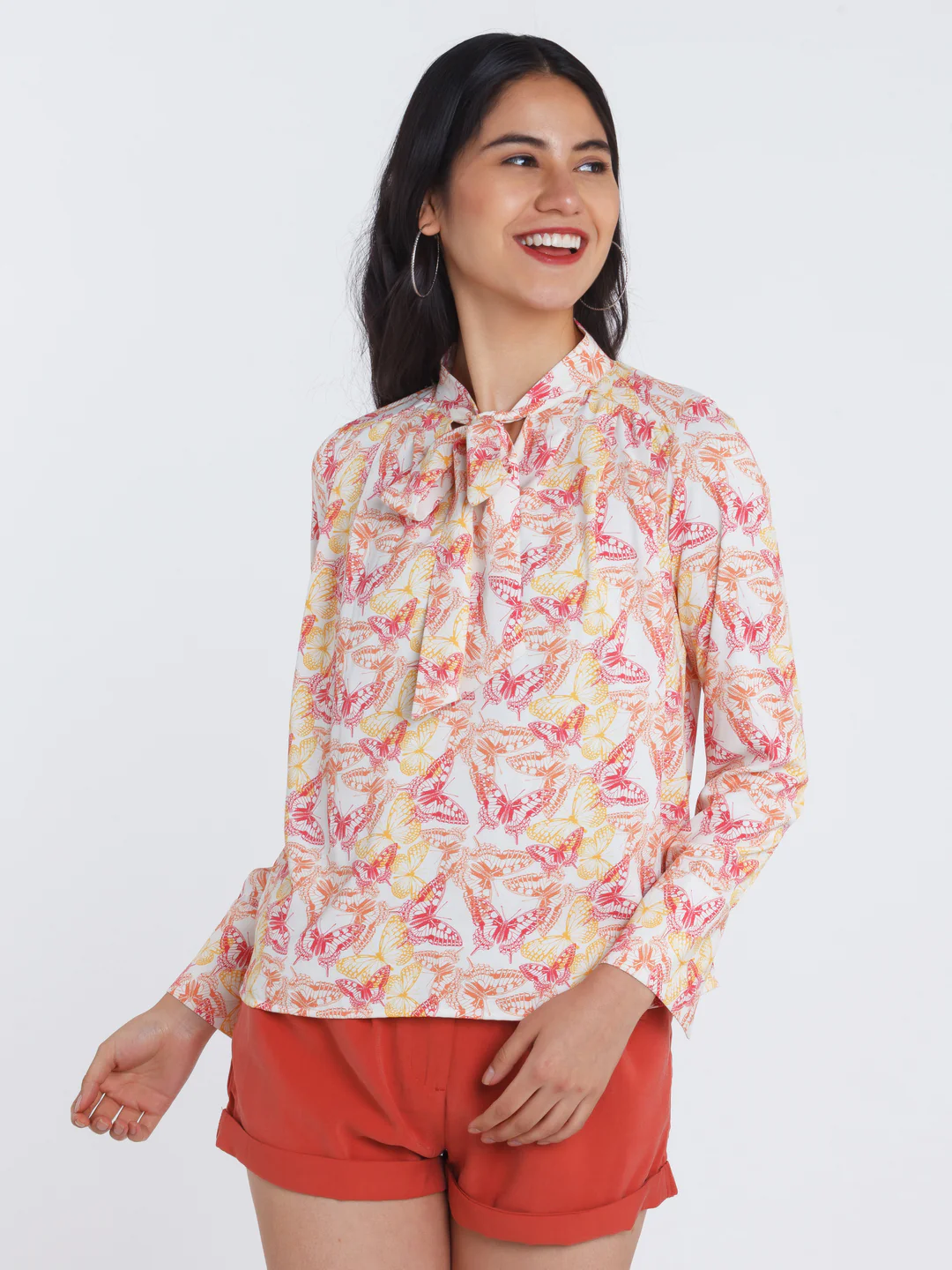 Off White Printed Tie-Up Top - Image 2