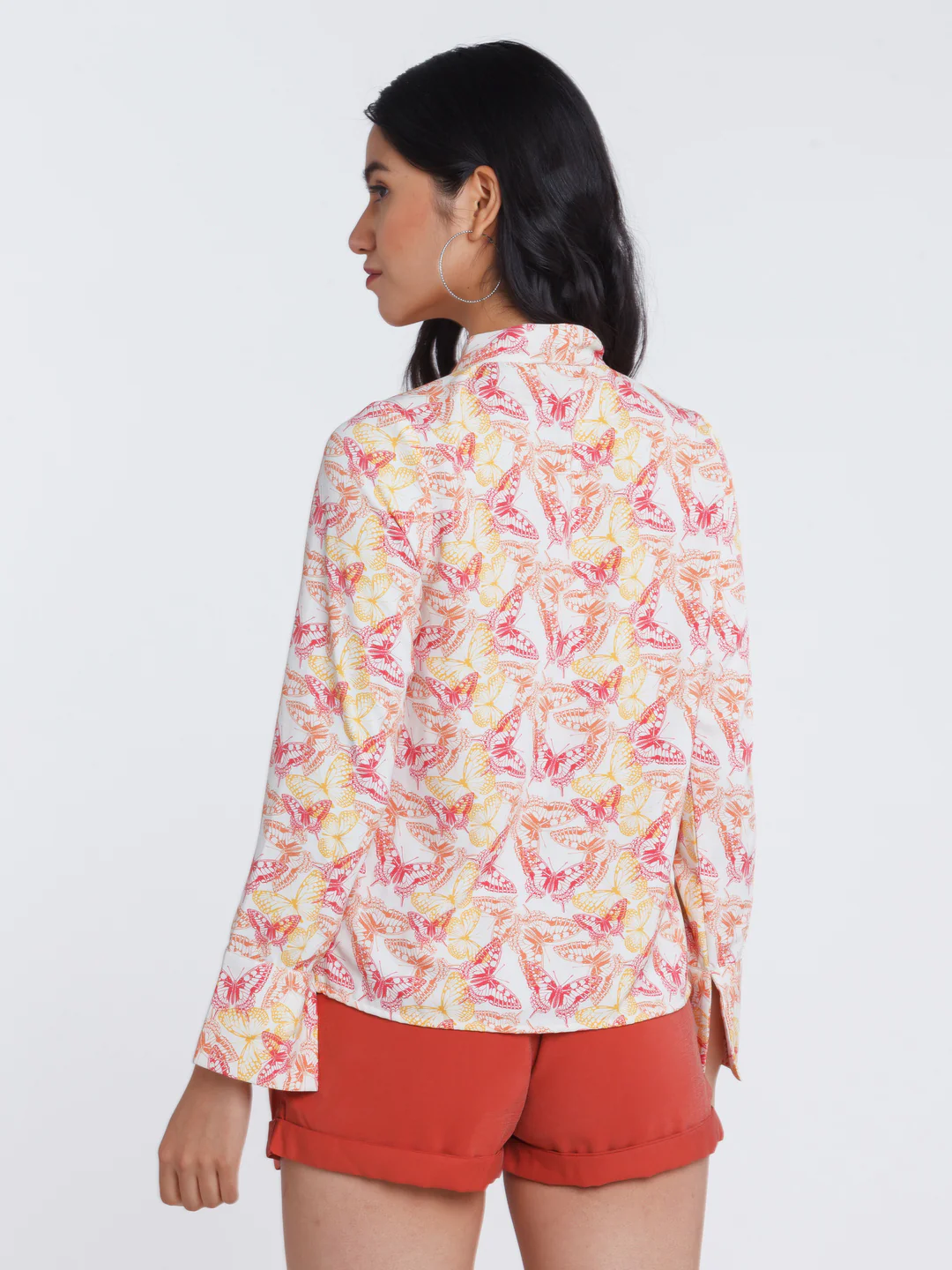 Off White Printed Tie-Up Top - Image 4