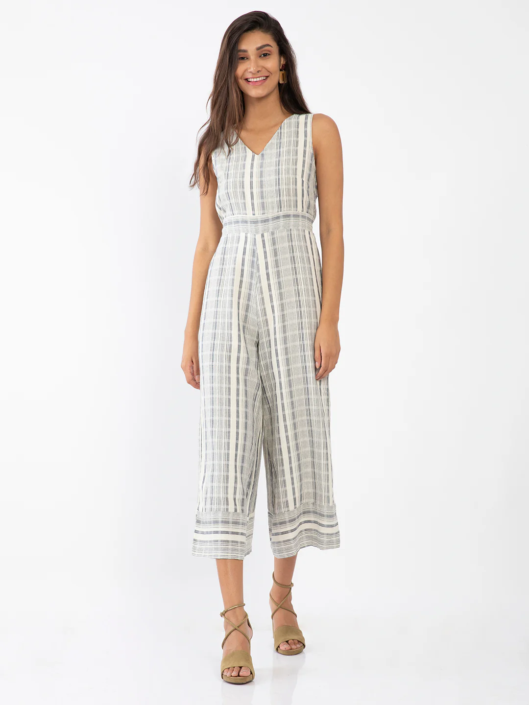 Off White Self Design Regular Jumpsuit - Image 2