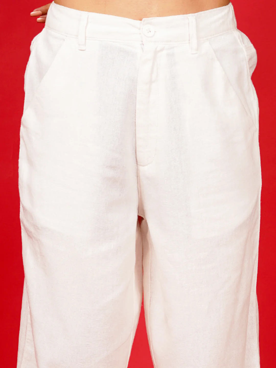 Off White Solid Parallel Trouser - Image 6