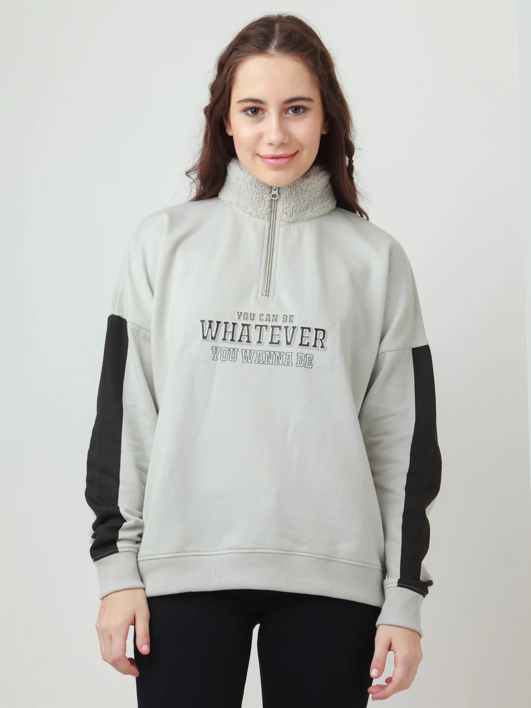 Off White Solid Sweatshirt - Image 2