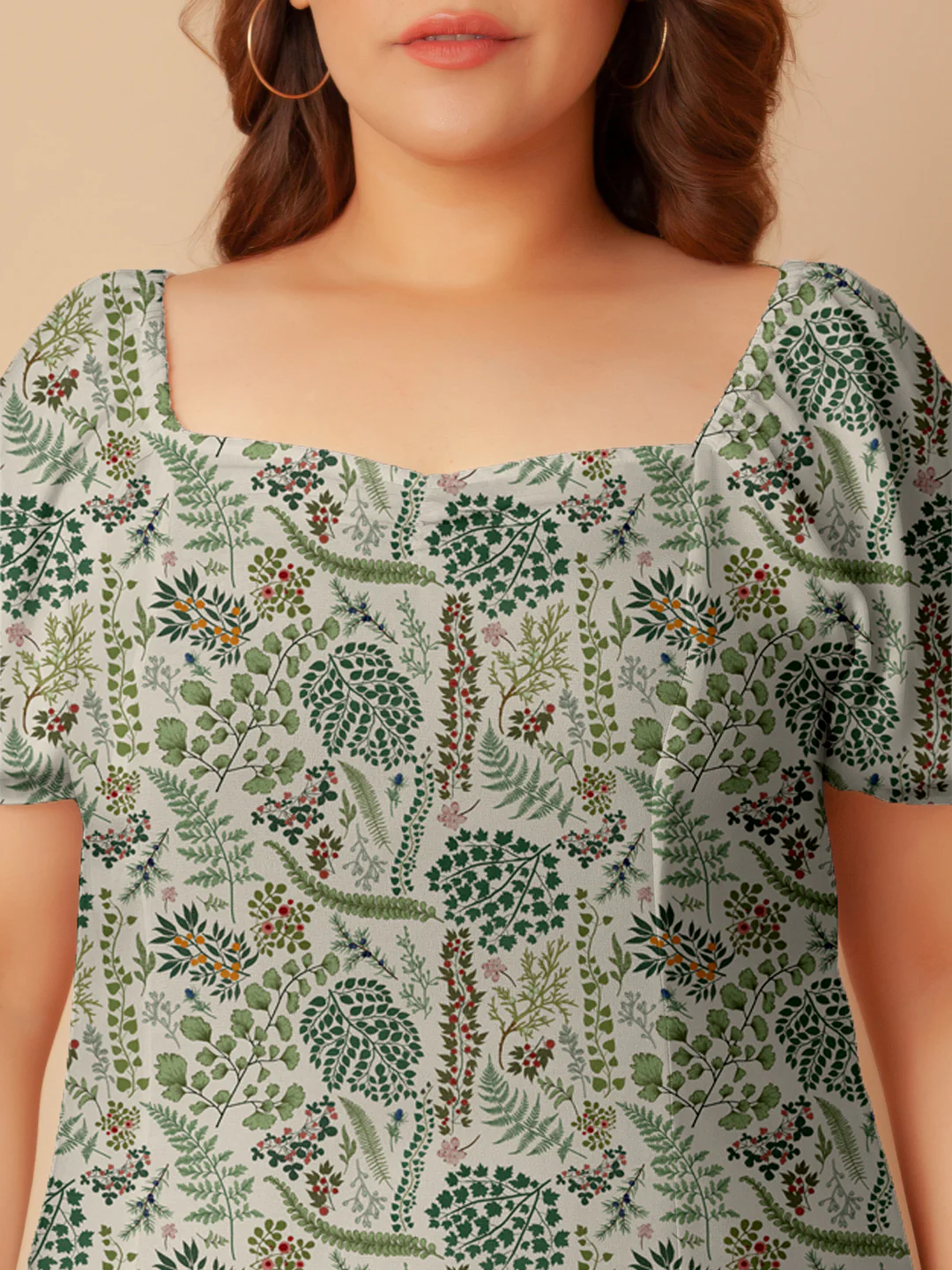 Off White Tropical Print A-Line Midi Dress - Image 5