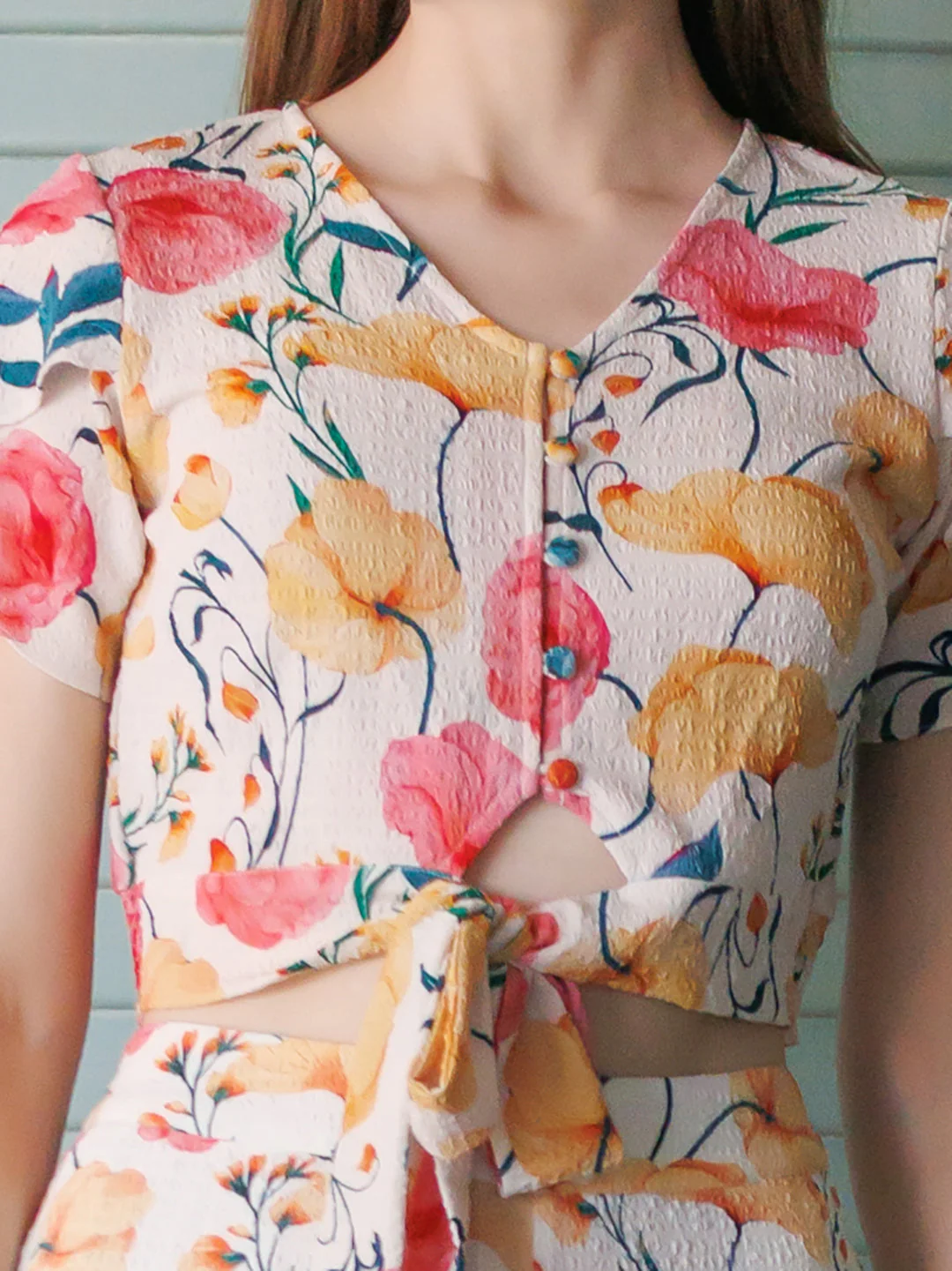 Off-White Tropical Print Blouson Top - Image 6