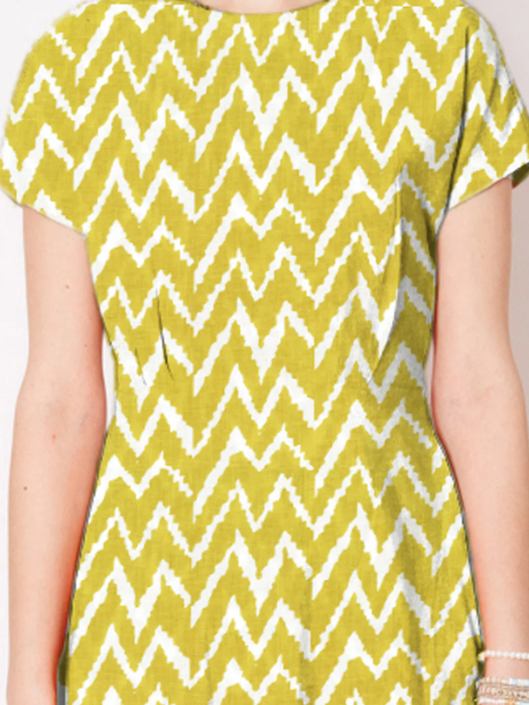 Olive Green Geometric Printed A-Line Midi Dress - Image 6