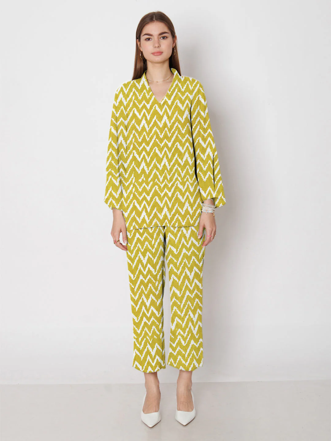 Olive Green Printed Co-Ord Set - Image 2