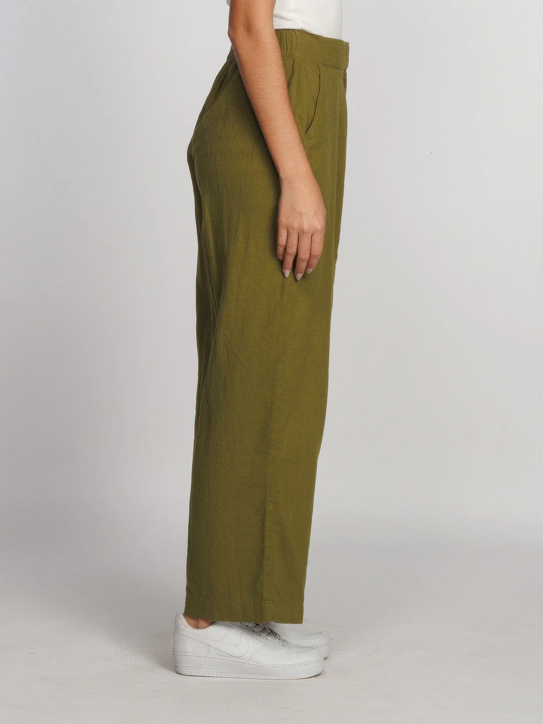 Olive Solid Regular Trouser - Image 3