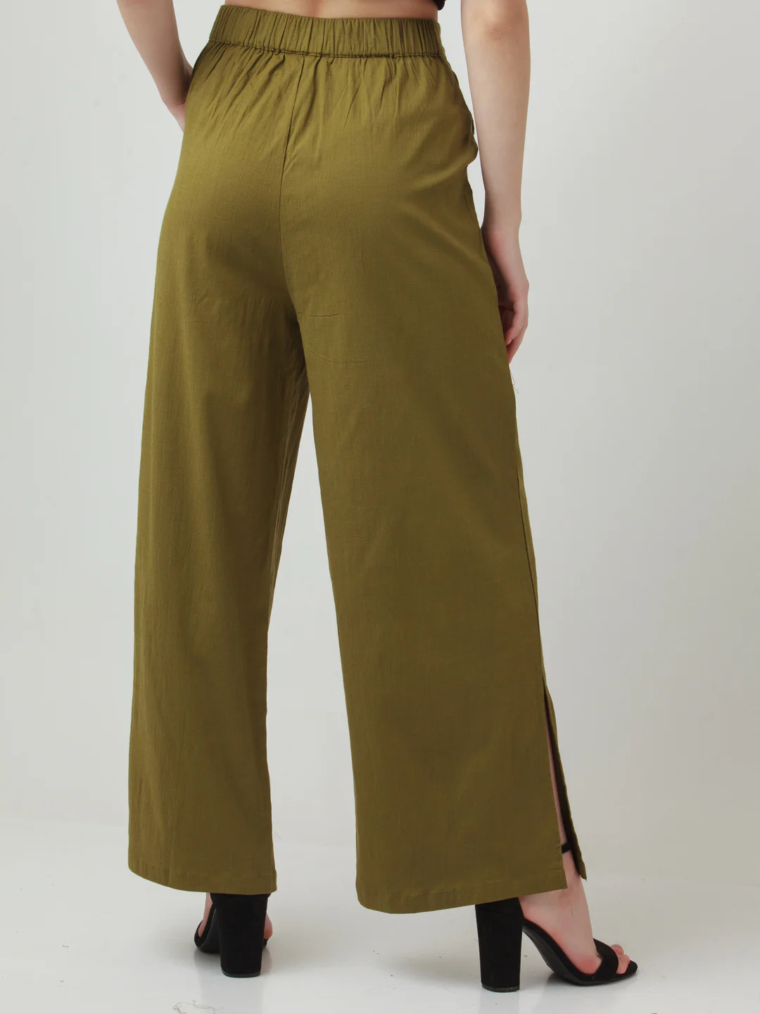 Olive Solid Trousers - Image 4