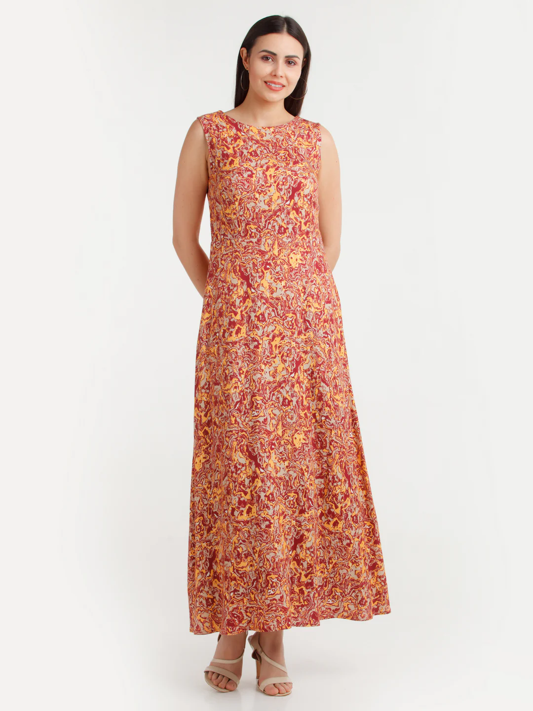Orange Printed Maxi Dress - Image 2